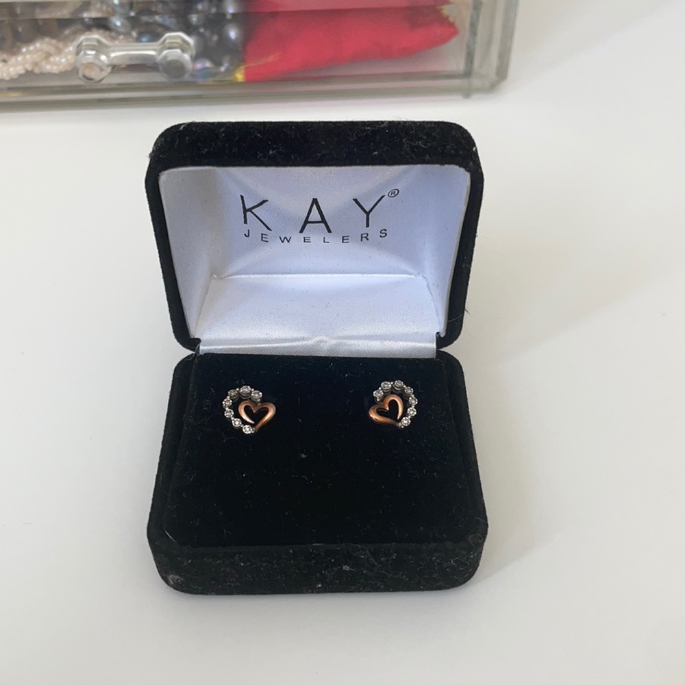 Kay Jewelers Rose Gold Heart Shaped Diamond Studs